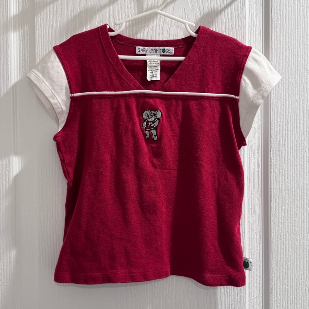 Vintage university of Alabama Red & White Short Sleeve Top
